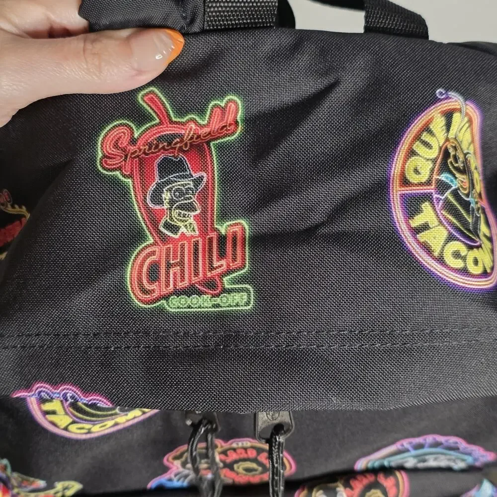 Eastpak Simpsons Backpack Padded Pak'r Neon Sign Patches Black School Bag NWT